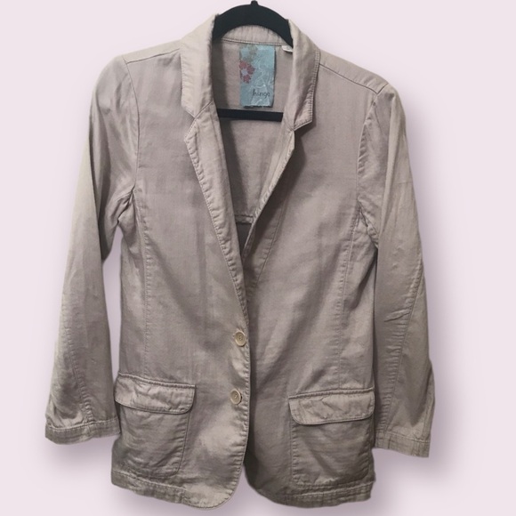 HINGE Nordstrom Womens Cotton Khaki Utility Blazer Jacket Shacket Size Small - Picture 1 of 11